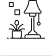 Lamp and plant on a shelf illustration.