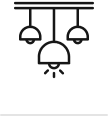 Hanging ceiling lights with three fixtures.